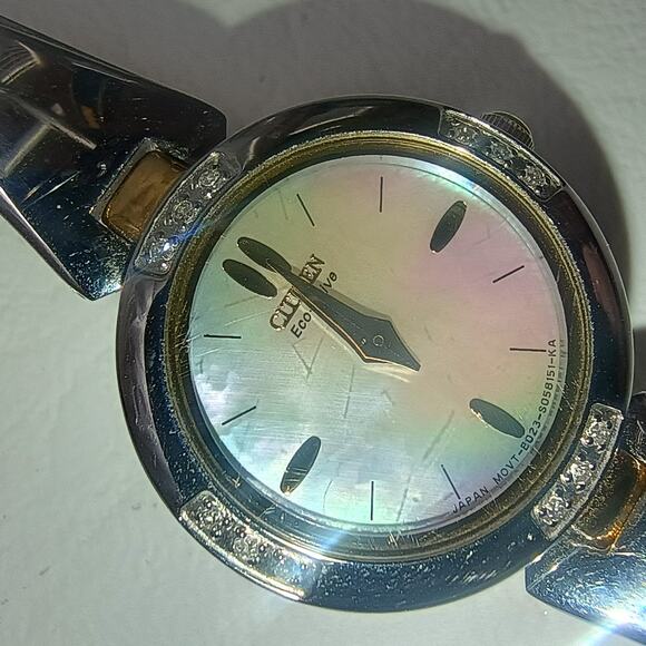 Citizen Eco-Drive Silhouette Bangle Ladies Watch with Mother of Pearl Dial B023